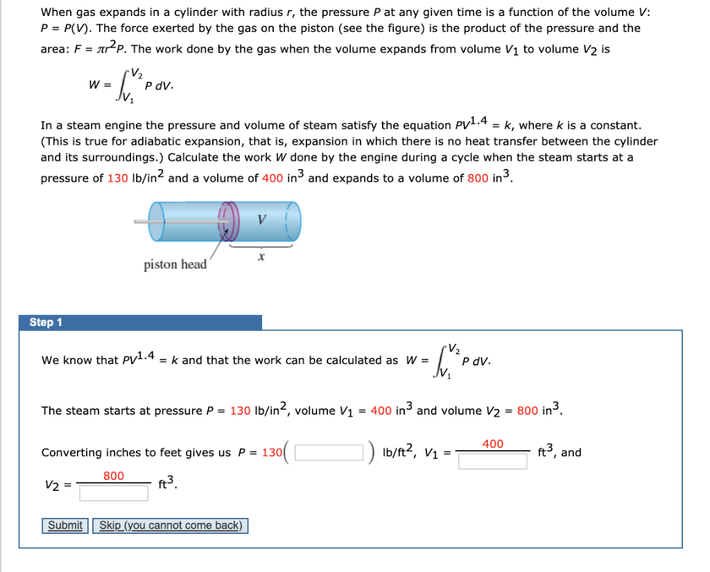 Solved When gas expands in a cylinder with radius r, the | Chegg.com