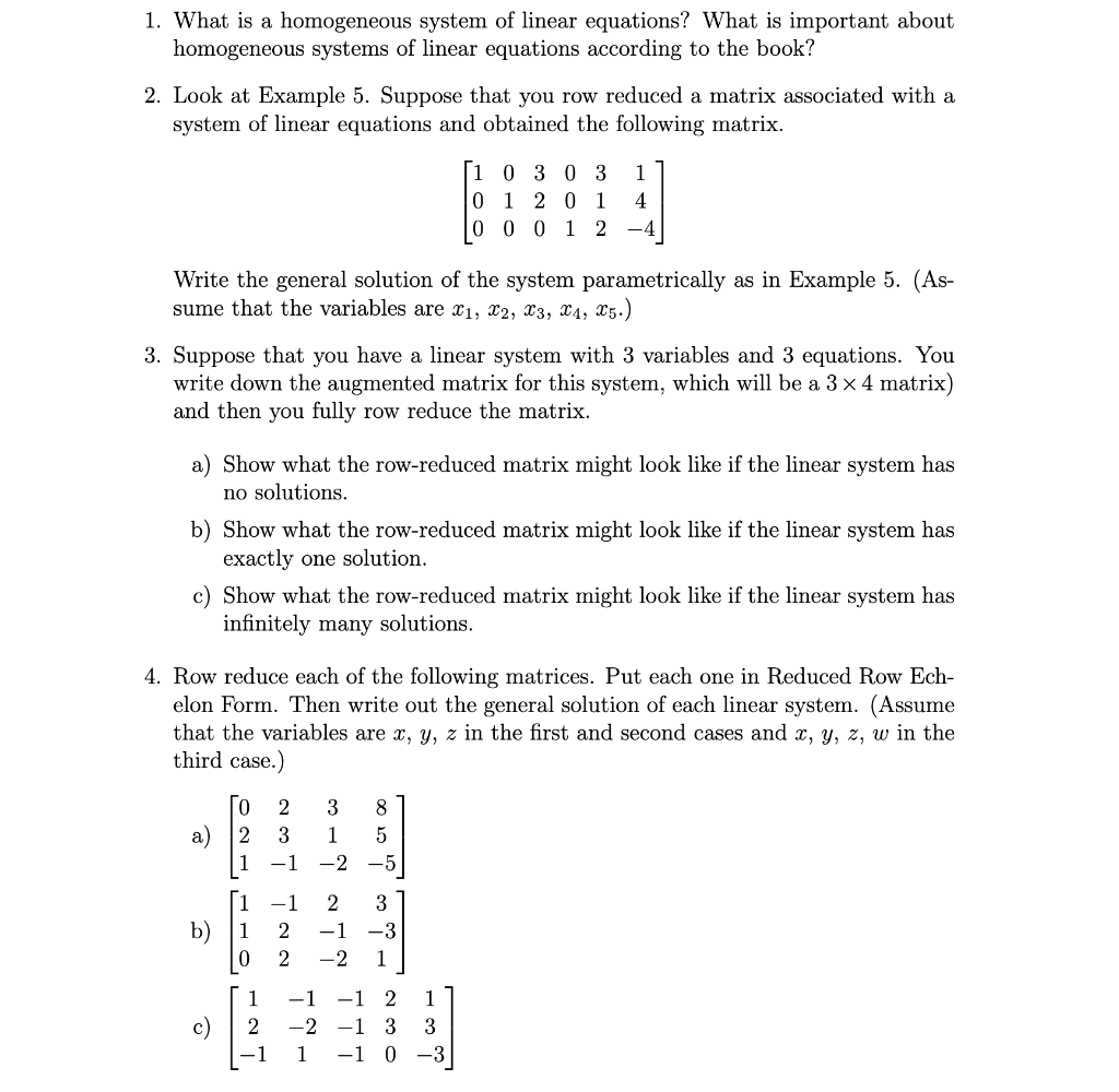 What Is A Homogeneous System Of Linear Equations