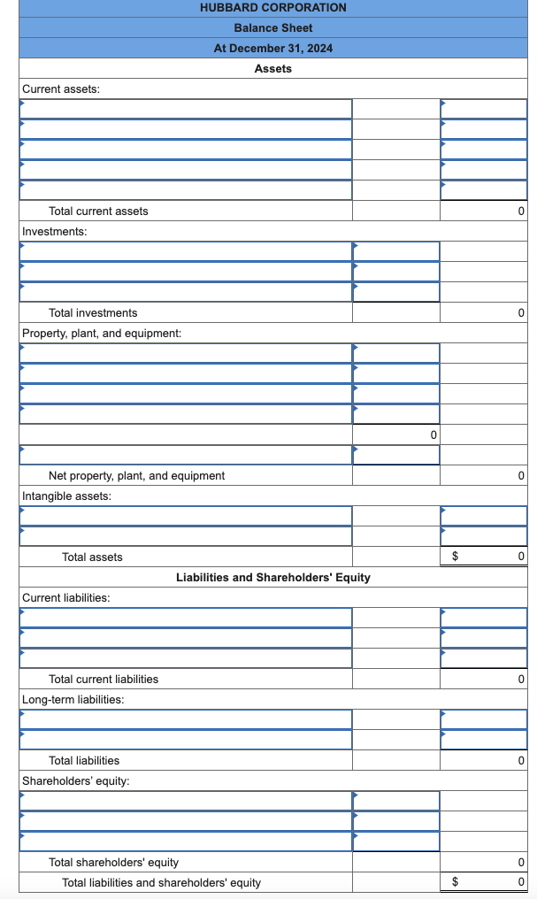 Solved The following balance sheet for the Hubbard | Chegg.com