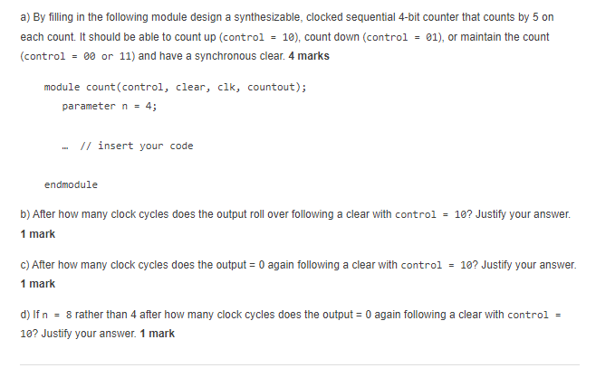 Solved a) By filling in the following module design a | Chegg.com