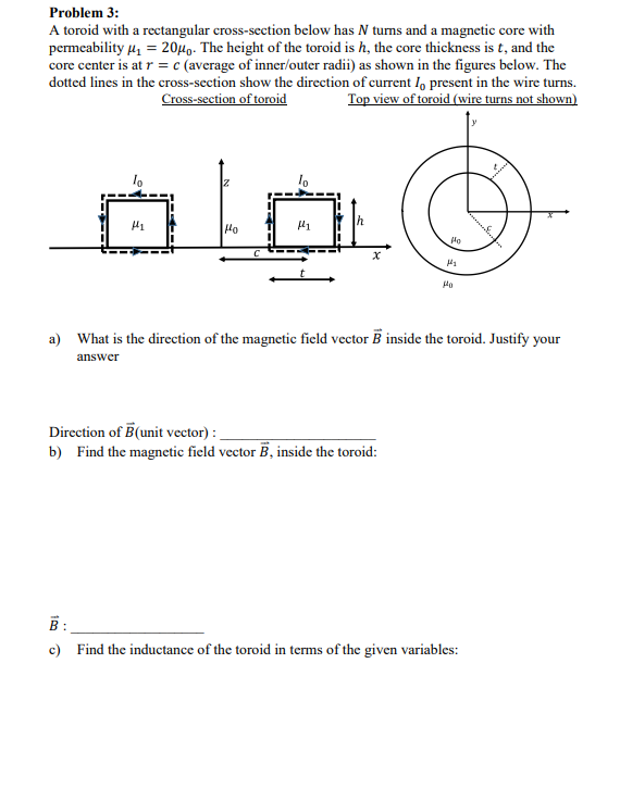 Solved Problem 3 A Toroid With A Rectangular Cross Section 5012