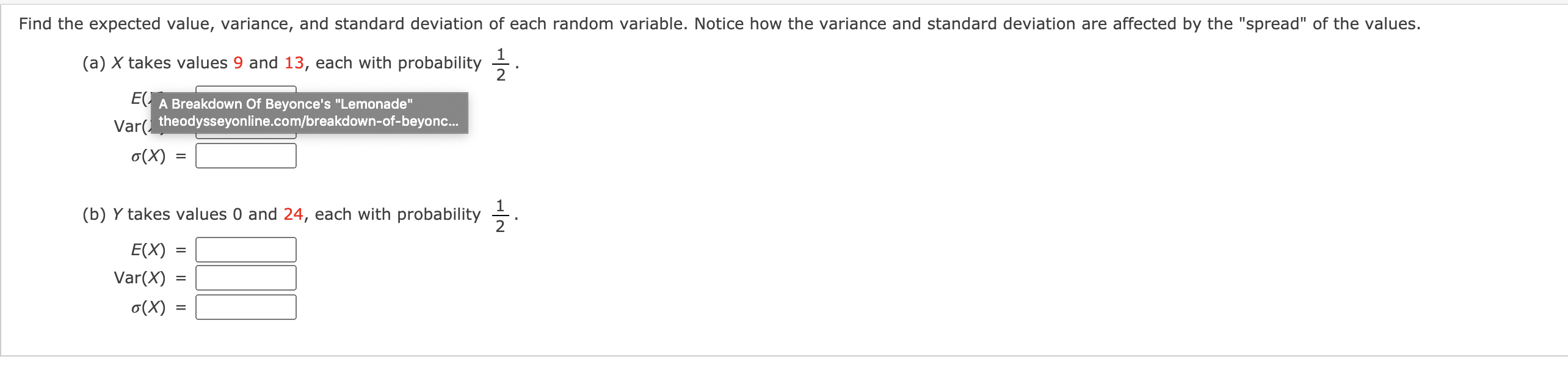 Solved Find The Expected Value, Variance, And Standard | Chegg.com