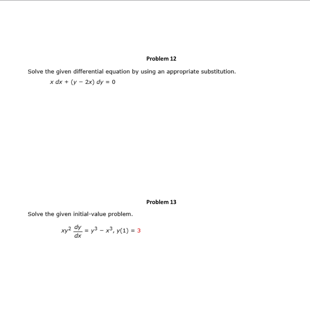 Solved Problem 12 Solve the given differential equation by | Chegg.com