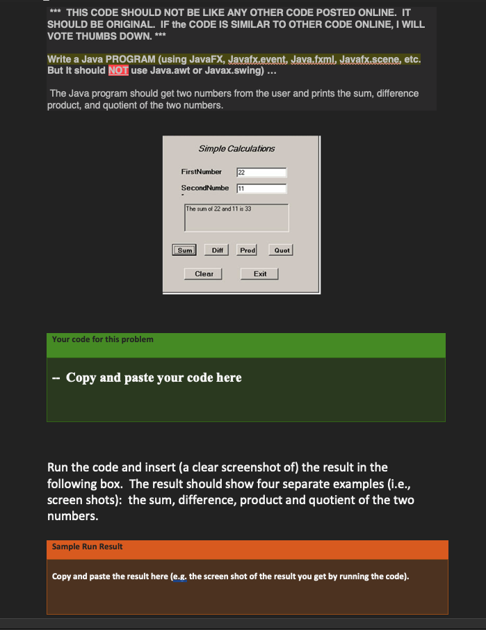 Solved ** THIS CODE SHOULD NOT BE LIKE ANY OTHER CODE POSTED | Chegg.com