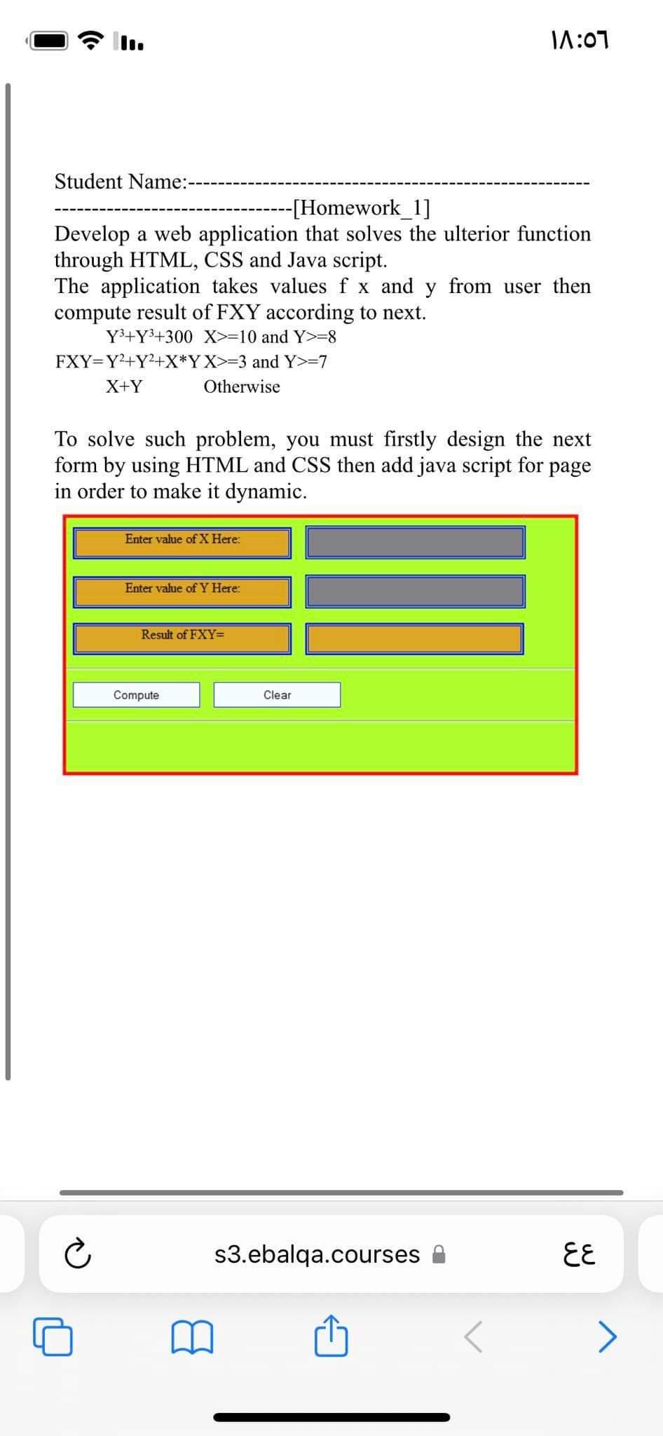 Solved 11:01 Student Name:- --[Homework_1] Develop a web | Chegg.com