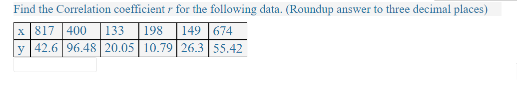 Solved Find the Correlation coefficient r for the following | Chegg.com