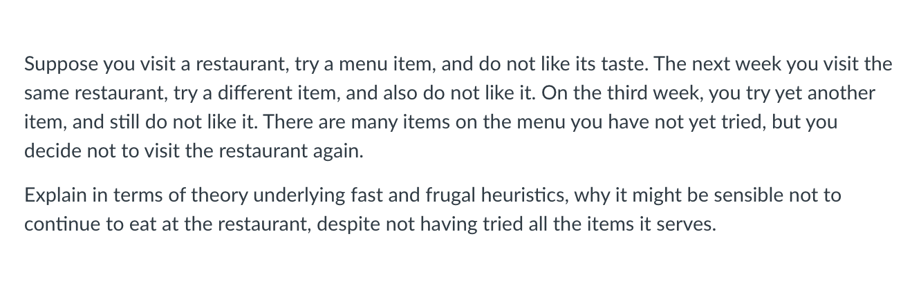 Solved Suppose you visit a restaurant, try a menu item, and | Chegg.com