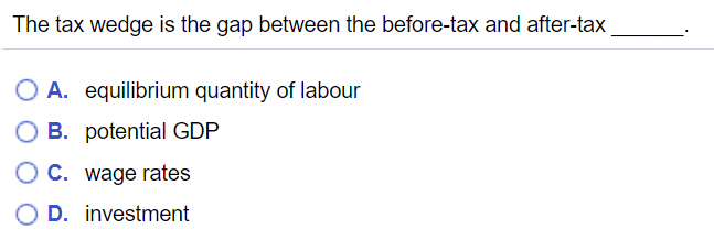 Solved The tax wedge is the gap between the before-tax and | Chegg.com