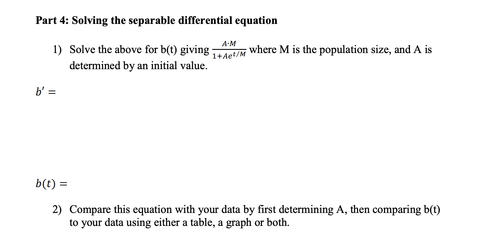 Part 4 Solving The Separable Differential Equation Chegg