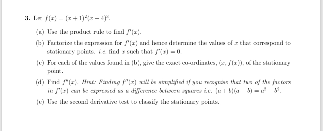 Solved 3 Let F X X 1 X 4 3 A Use The Produc Chegg Com