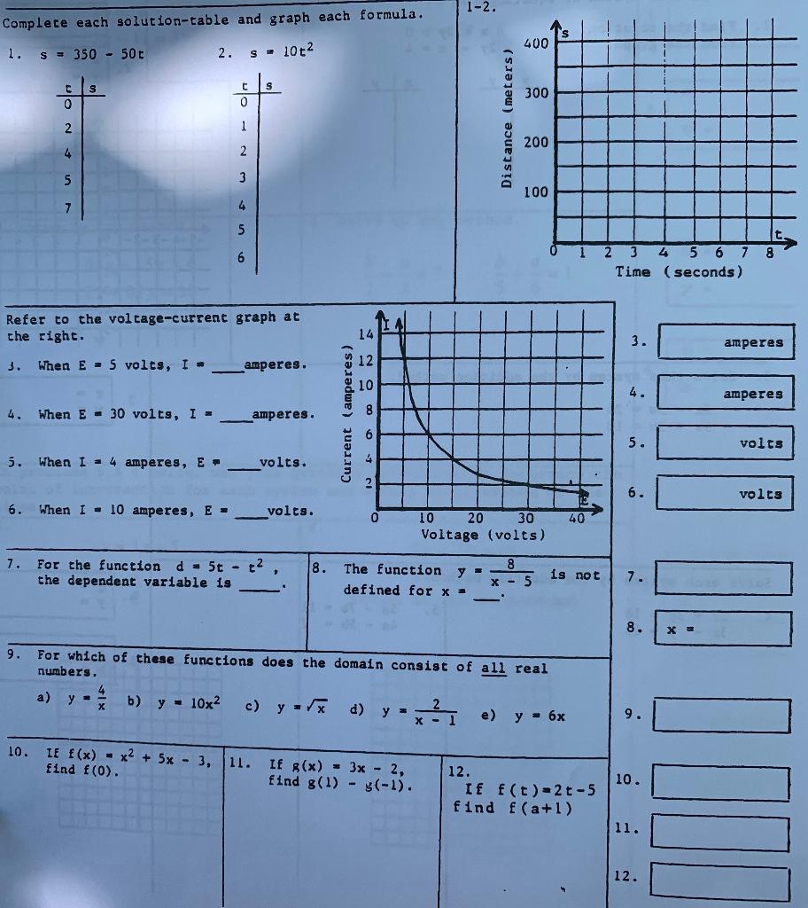 Solved 1-2. Complete each solution-table and graph each | Chegg.com