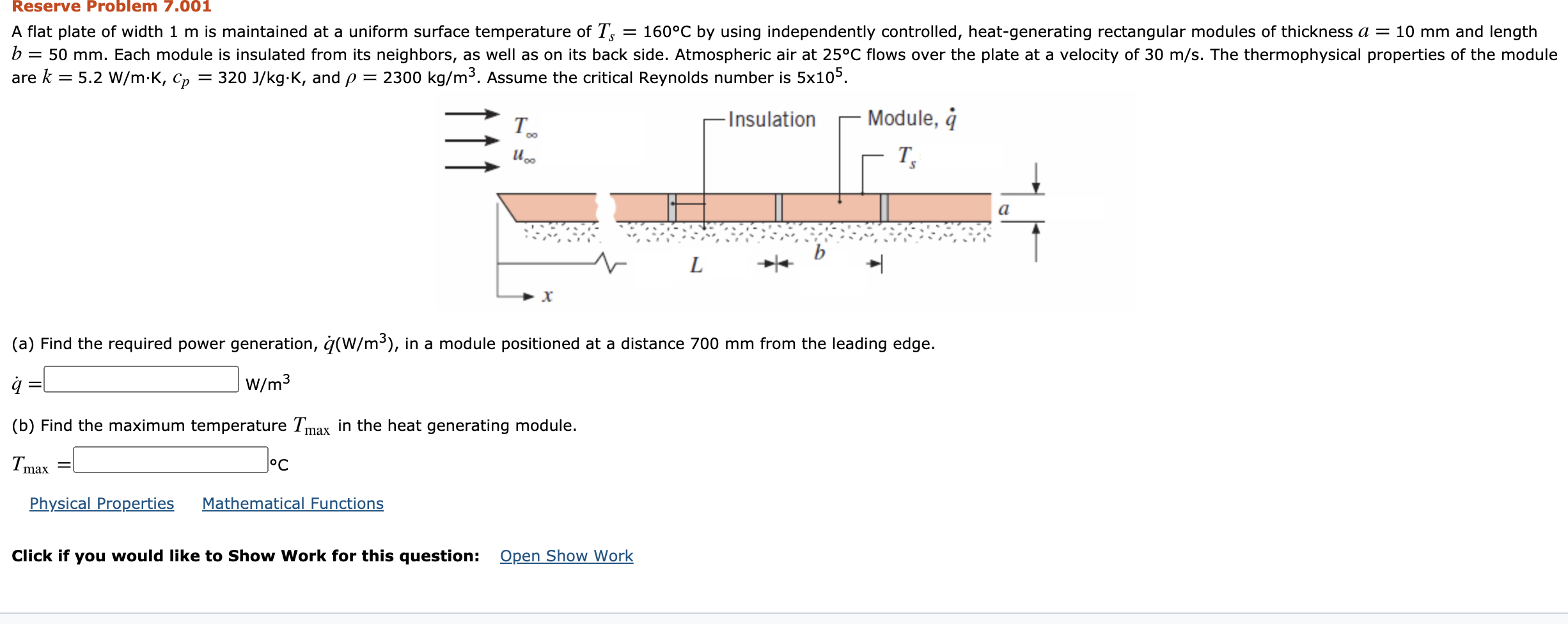 Solved Reserve Problem 7.001 A Flat Plate Of Width 1 M Is | Chegg.com