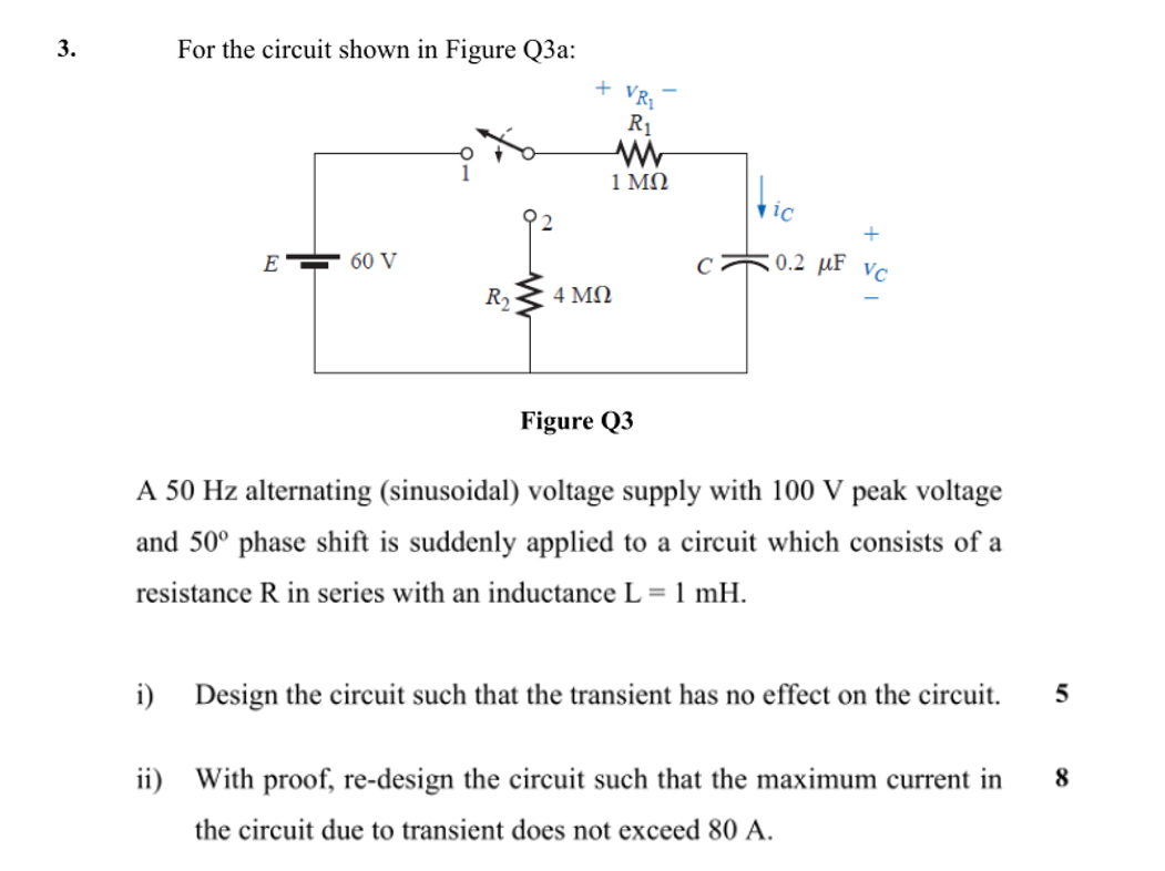 Solved 3. For the circuit shown in Figure Q3a: + VR1 R1 w 1 | Chegg.com