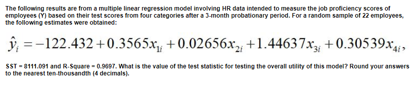 Solved The following results are from a multiple linear | Chegg.com