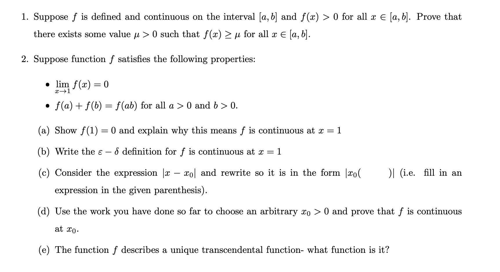 Solved 1 Suppose F Is Defined And Continuous On The Inte Chegg Com