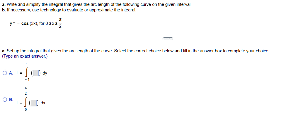 Solved A. Write And Simplify The Integral That Gives The Arc | Chegg.com