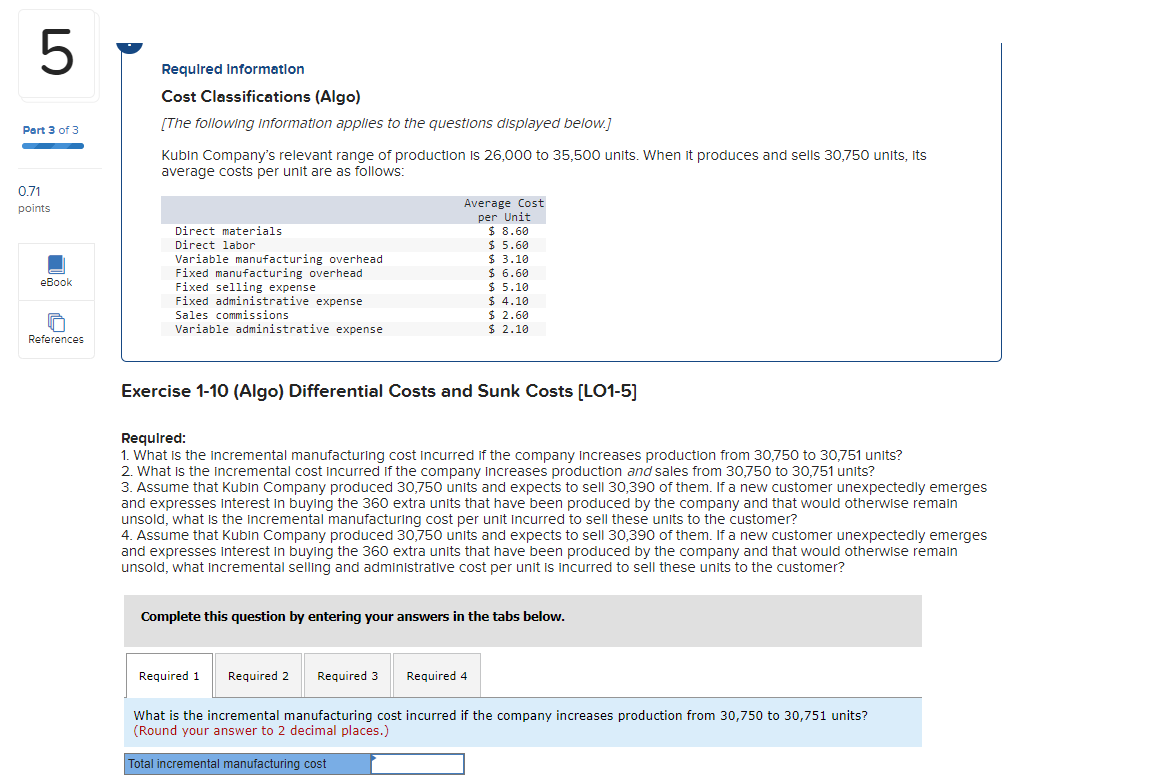 Solved Required Information Cost Classifications Algo The 2866