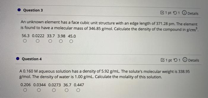 Solved Question 3 B1 pt 1 Details An unknown element has a | Chegg.com