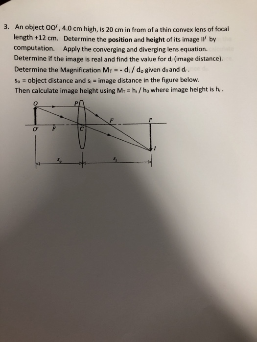 Solved 3. An object oo',4.0 cm high, is 20 cm in from of a | Chegg.com