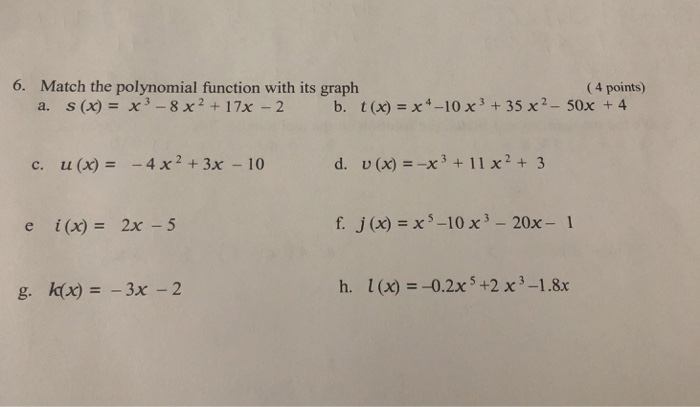 Solved 6. Match the polynomial function with its graph a. | Chegg.com