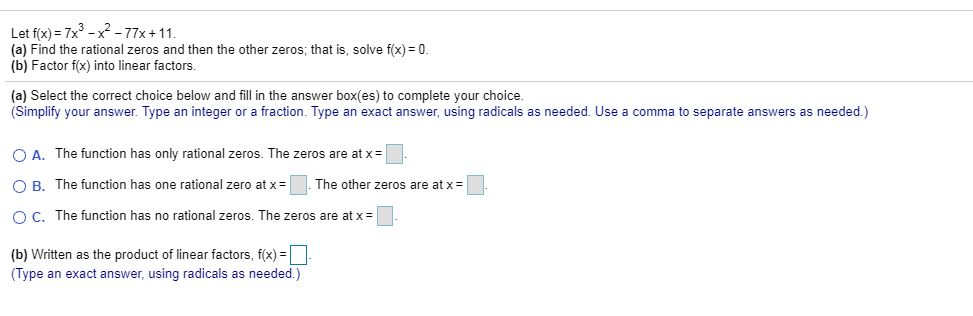 Solved Let F X 7x3 X2 77x 11 A Find The Rational