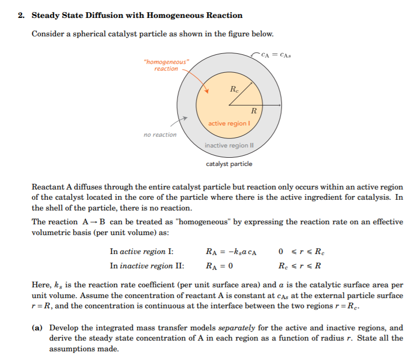 2. Steady State Diffusion with Homogeneous Reaction