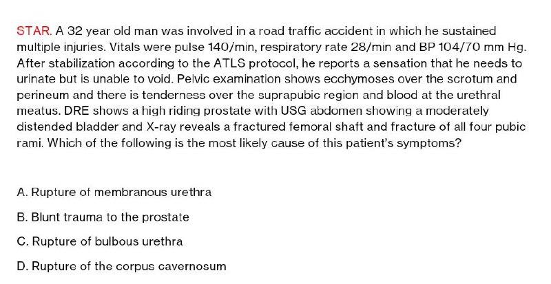 Solved STAR. A 32 year old man was involved in a road | Chegg.com