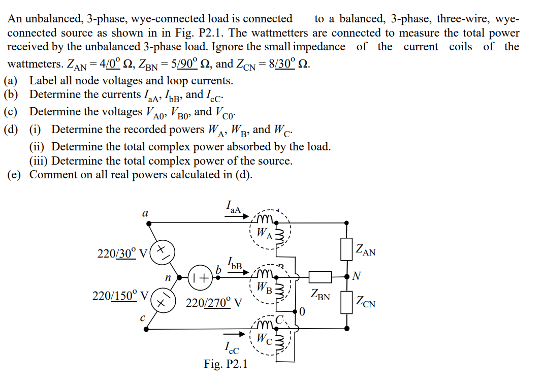 Solved An unbalanced, 3-phase, wye-connected load is | Chegg.com