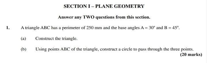 Solved SECTION I - PLANE GEOMETRY 1. Answer Any TWO | Chegg.com