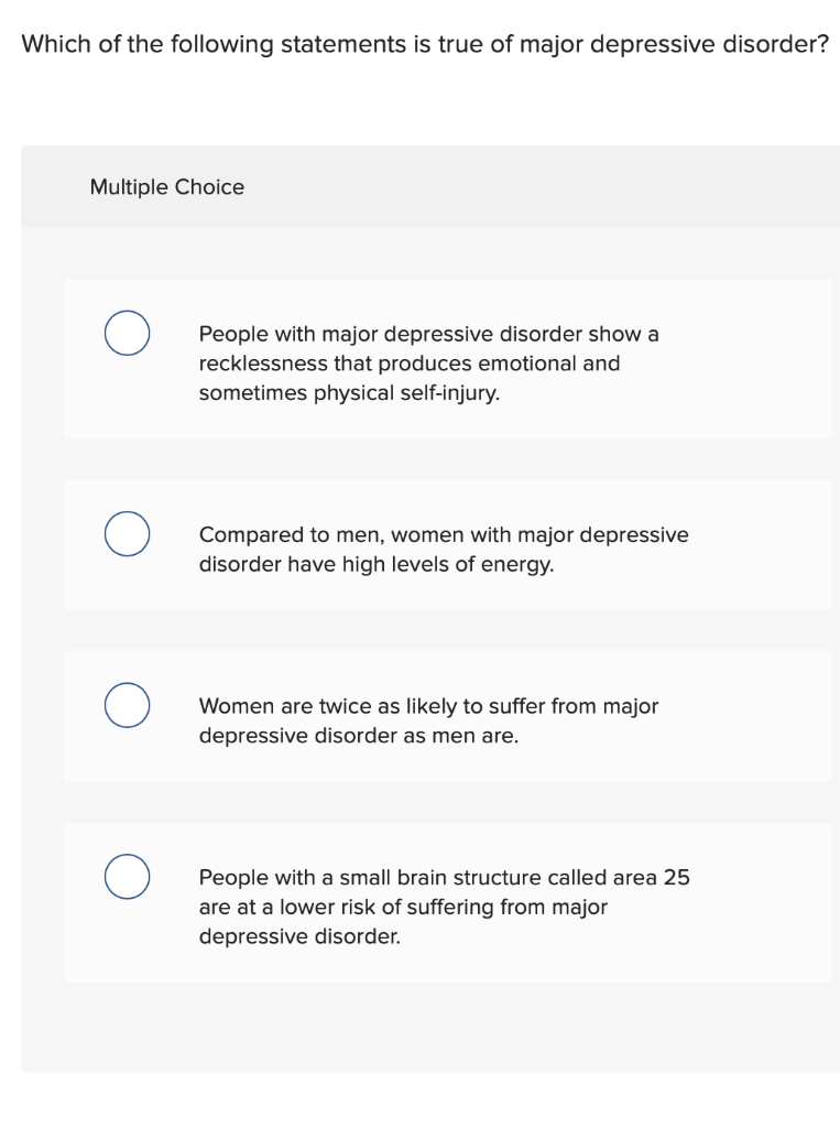 Solved Which Of The Following Statements Is True Of Major Chegg