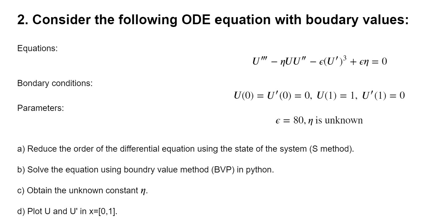 Solved 2. Consider the following ODE equation with boudary | Chegg.com