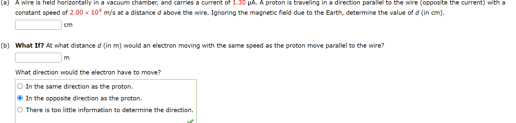 Solved a) A wire is held horizontally in a vacuum chamber, | Chegg.com