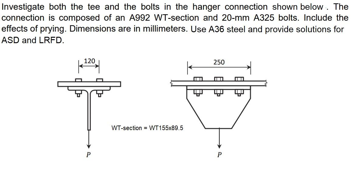 Solved Investigate both the tee and the bolts in the hanger | Chegg.com