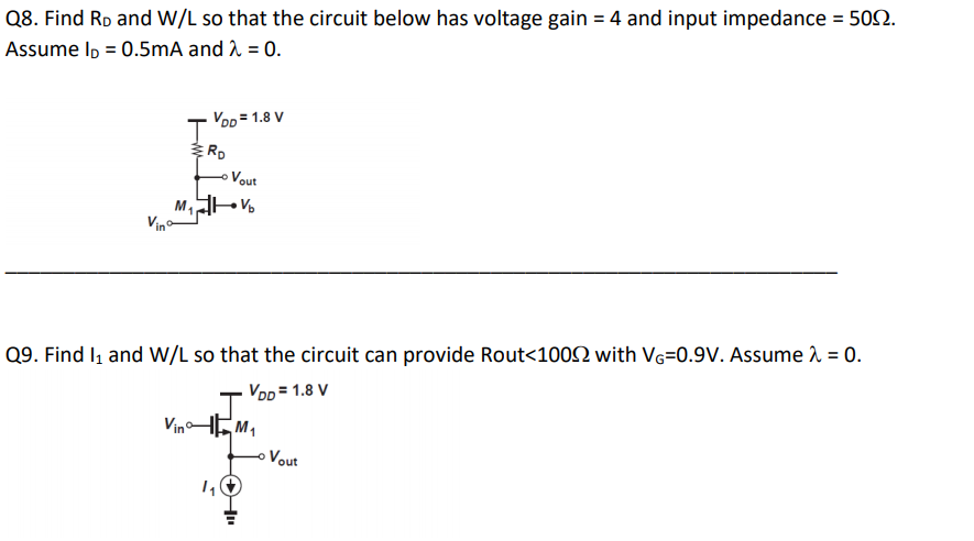 Solved Q8 Find Rd And W L So That The Circuit Below Has Chegg Com