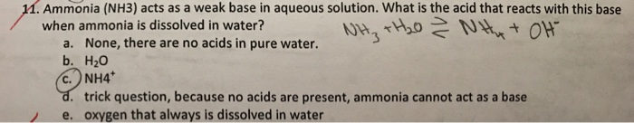 solved-1-ammonia-nh3-acts-as-a-weak-base-in-aqueous-chegg