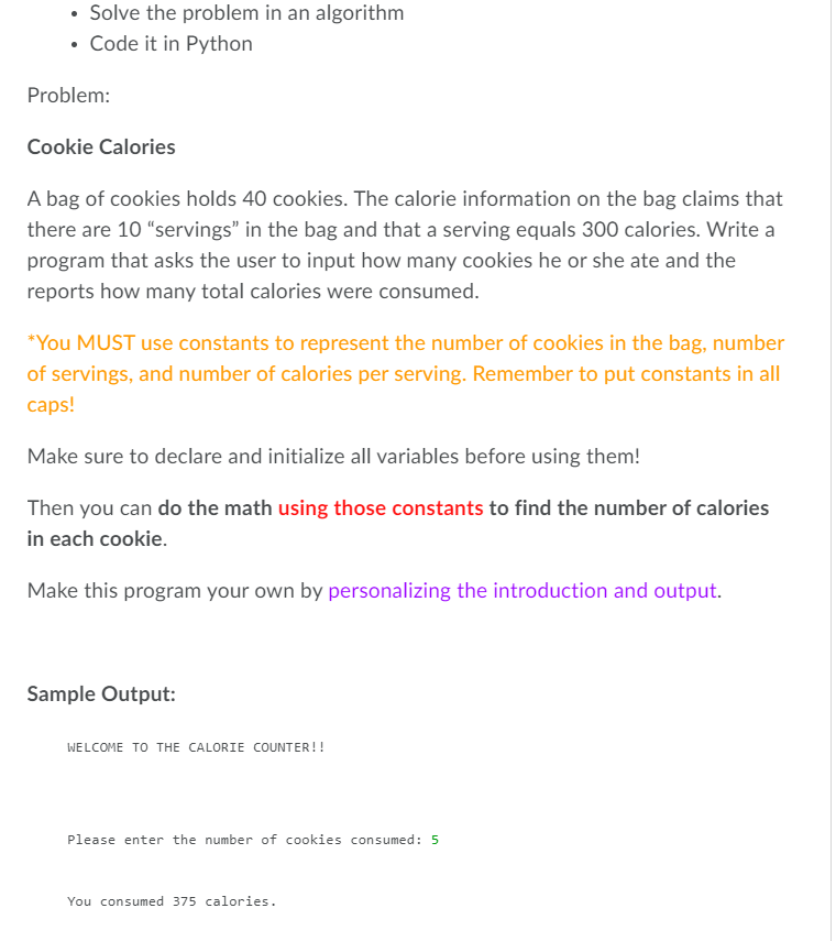 Solved • Solve the problem in an algorithm • Code it in | Chegg.com