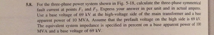 Solved For the three-phase power system shown in Fig. 5-18, | Chegg.com