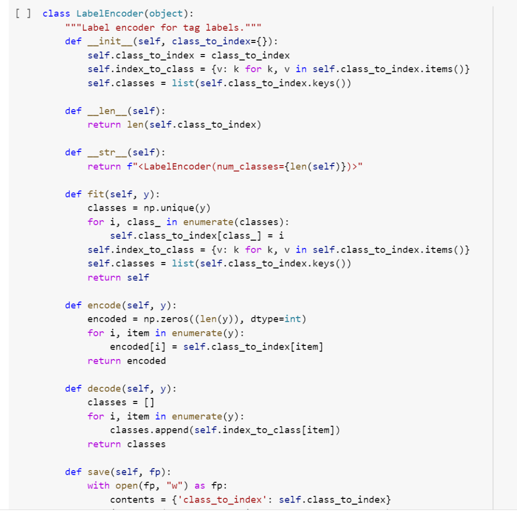 Solved this is code from online about building label encoder | Chegg.com