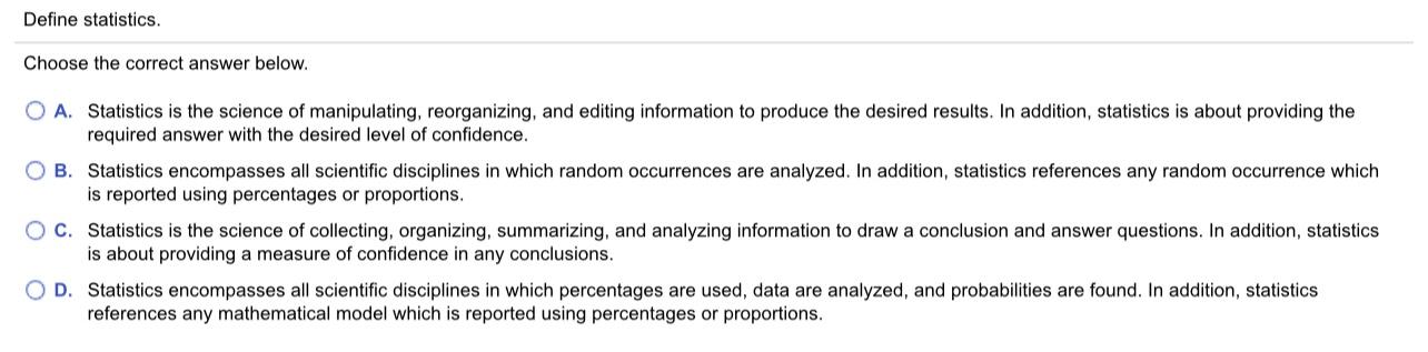 solved-define-statistics-choose-the-correct-answer-below-o-chegg