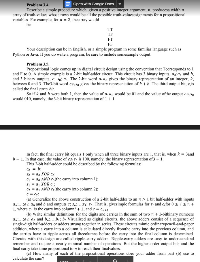 Solved Problem 3.4. Open with Google Docs Describe a simple | Chegg.com