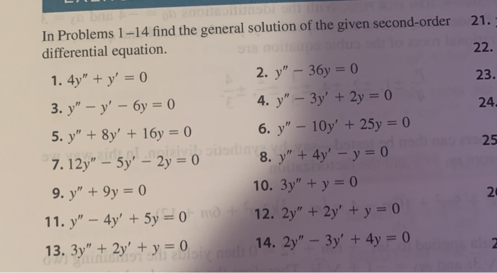 Solved In Problems 114 Find The General Solution Of The