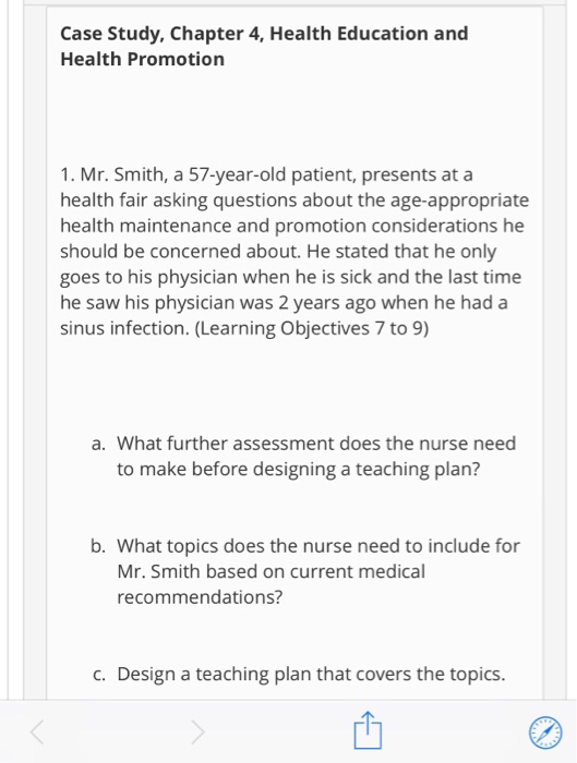 Solved Case Study, Chapter 4, Health Education and Health