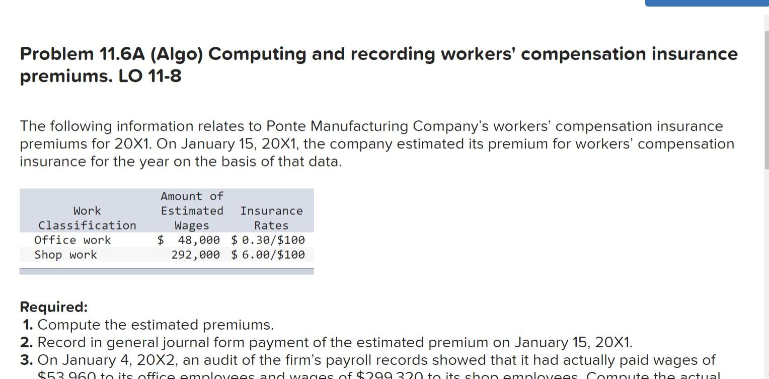 Solved Problem 11.6A (Algo) Computing and recording workers' | Chegg.com