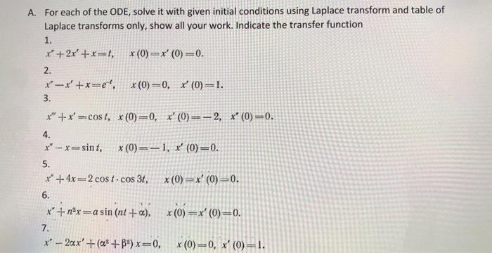 Solved For each of the ODE, solve it with given initial | Chegg.com