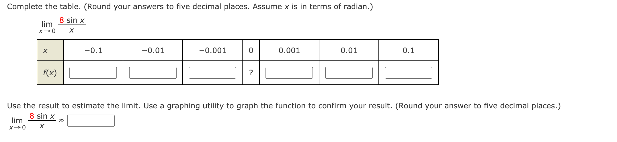 Solved Complete the table. (Round your answers to five | Chegg.com