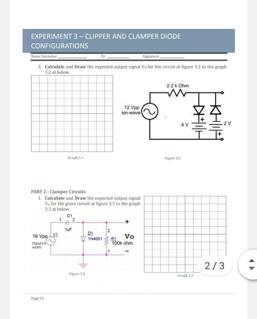 Solved EXPERIMENT 3 CLIPPER AND CLAMPER DIODE