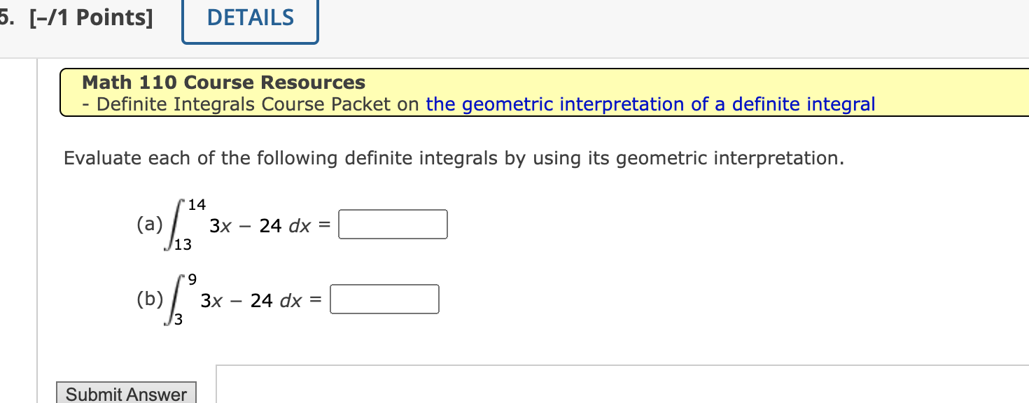Solved Evaluate each of the following definite integrals by | Chegg.com