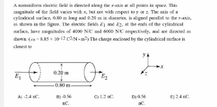 Solved A nonuniform electric field is directed along the | Chegg.com