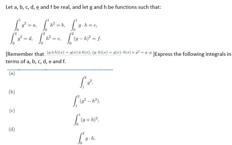 Solved Let A B C D E And F Be Real And Let G And H B Chegg Com