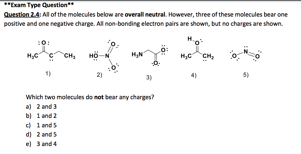 Solved All of the molecules below are overall neutral. | Chegg.com